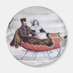 Weihnachten, Winter, Schlittenpferd Magnet