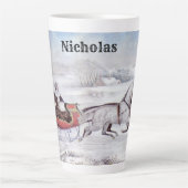 Weihnachten, Winter, Schlittenpferd Milchtasse (Vorderseite)