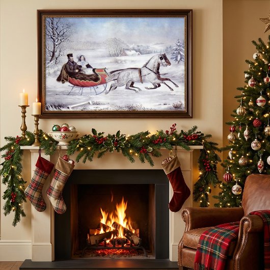 Weihnachten, Winter, Schlittenpferd Poster