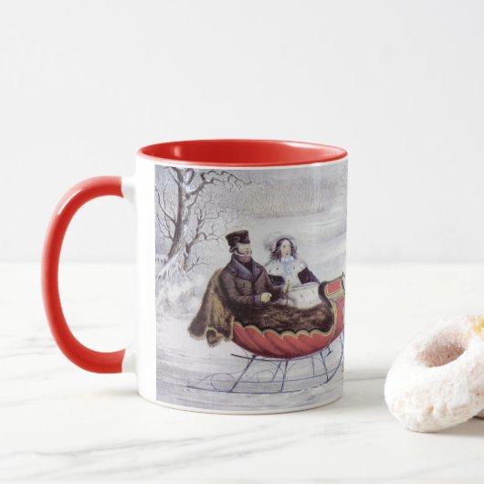Weihnachten, Winter, Schlittenpferd Tasse (Mit Donut)