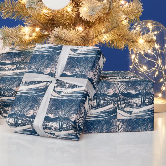 Weihnachten, Winter Schnee Berglandschaft Geschenkpapier (Feiertage)