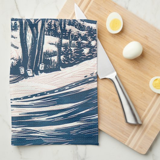 Weihnachten, Winter Schnee Berglandschaft Geschirrtuch (Viertel Falte)