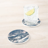 Weihnachten, Winter Schnee Berglandschaft Getränkeuntersetzer (Seite)