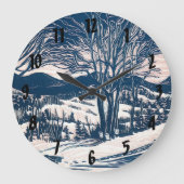 Weihnachten, Winter Schnee Berglandschaft Große Wanduhr (Vorderseite)