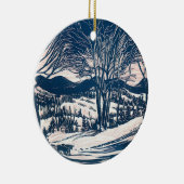 Weihnachten, Winter Schnee Berglandschaft Keramikornament (Rechts)