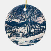 Weihnachten, Winter Schnee Berglandschaft Keramikornament (Vorne)