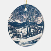 Weihnachten, Winter Schnee Berglandschaft Keramikornament (Links)