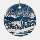 Weihnachten, Winter Schnee Berglandschaft Keramikornament (Hinten)