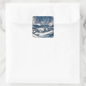 Weihnachten, Winter Schnee Berglandschaft Quadratischer Aufkleber (Tasche)