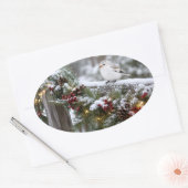 Weihnachten Winter Schneefink Ovaler Aufkleber (Umschlag)