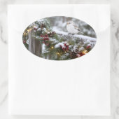 Weihnachten Winter Schneefink Ovaler Aufkleber (Tasche)