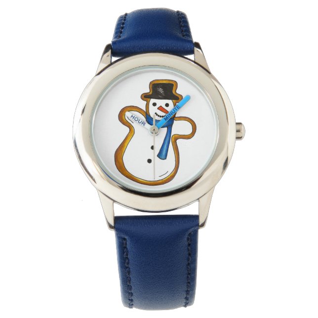 Weihnachten Winter Schneemann Zucker Cookie Beobac Armbanduhr (Vorderseite)