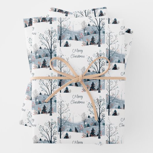 Weihnachten Winter Schneewelt Frohe Weihnachten Geschenkpapier Set (Beispiel)