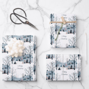 Weihnachten Winter Schneewelt Frohe Weihnachten Geschenkpapier Set