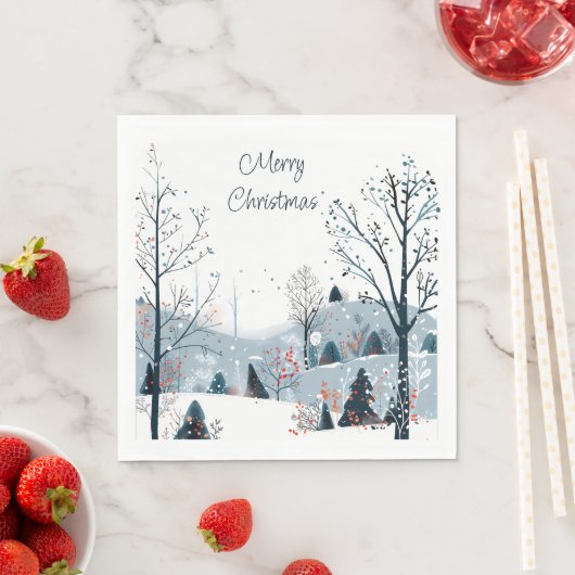 Weihnachten Winter Schneewelt Frohe Weihnachten Serviette (Beispiel)
