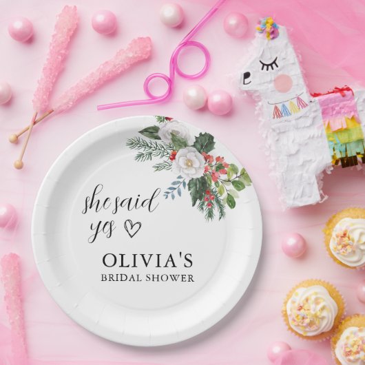 Weihnachten Winter Sie sagte ja Brautparty Pappteller (Party)