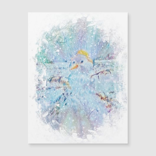 Weihnachten Winter Snowman Magnetkarte (Vorderseite)