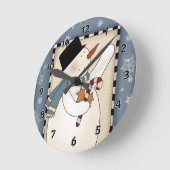 Weihnachten Winter Snowman wünscht Runde Wanduhr (Winkel)