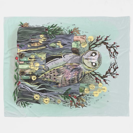 Weihnachten Winter Solstice Barn mit Runen Fleecedecke (Vorderseite (Horizontal))