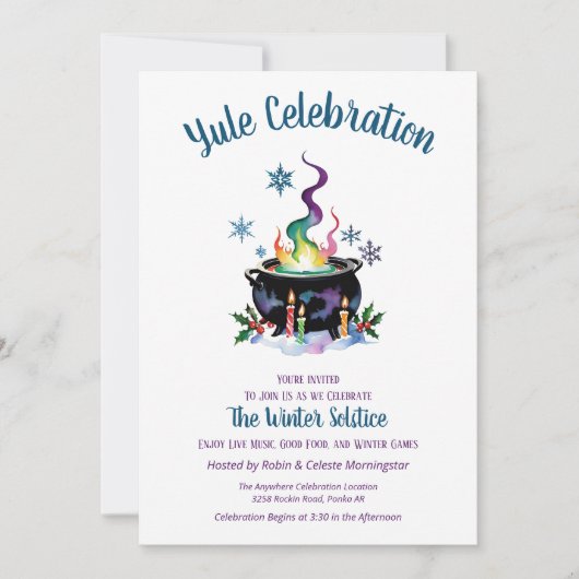 Weihnachten Winter Solstice Hexe Cauldron Holly Sn Einladung (Vorderseite)