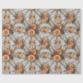 Weihnachten Winter Solstice Naturkiefer & Orange Geschenkpapier (Flach)