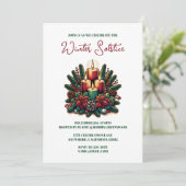 Weihnachten Winter Solstice Poinsettia & Greenerie Einladung (Stehend Vorderseite)