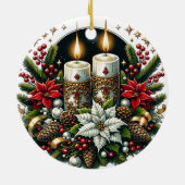 Weihnachten Winter Solstice Poinsettia & Greenerie Keramik Ornament (Hinten)