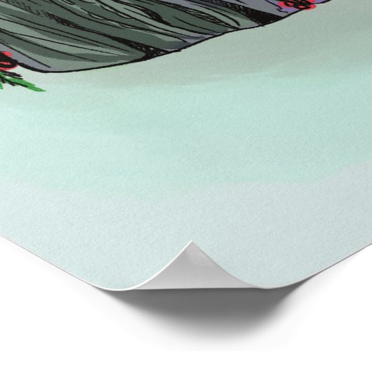 Weihnachten Winter Solstice Scheune mit Runen Poster (Ecke)