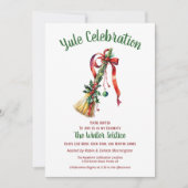 Weihnachten Winter Solstice Witz Broom Holly Besom Einladung (Vorderseite)