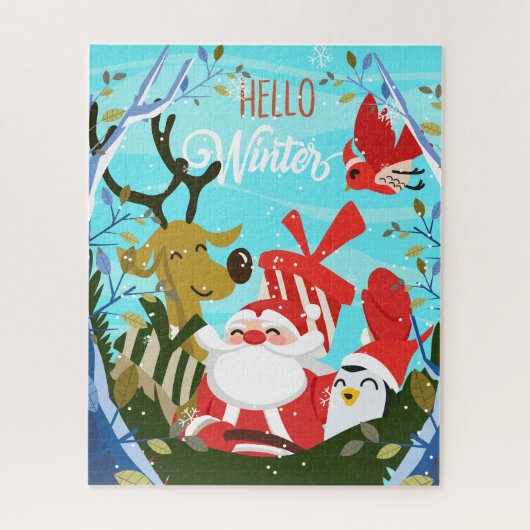 Weihnachten Winter Weihnachtsmann & Freunde Puzzle (Vertikal)