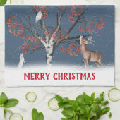 Weihnachten Winter Wildnis in Schneeflocken Küche  Geschirrtuch (Gefaltet)