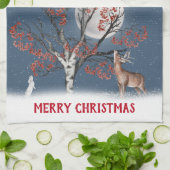 Weihnachten Winter Wildnis und Mond Geschirrtuch (Gefaltet)