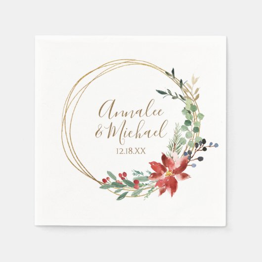 Weihnachten Winter Winter Moderner Kranz Rot Serviette (Vorderseite)