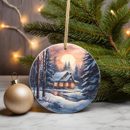 Weihnachten Winter Woodland Wasserfarbe Gemütliche Keramik Ornament