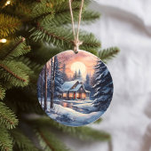 Weihnachten Winter Woodland Wasserfarbe Gemütliche Keramik Ornament