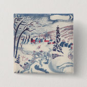 Weihnachten, Winterdorf Schnee Button (Vorderseite)