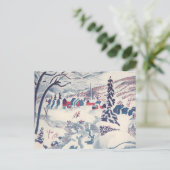 Weihnachten, Winterdorf Schnee Feiertagspostkarte (Stehend Vorderseite)