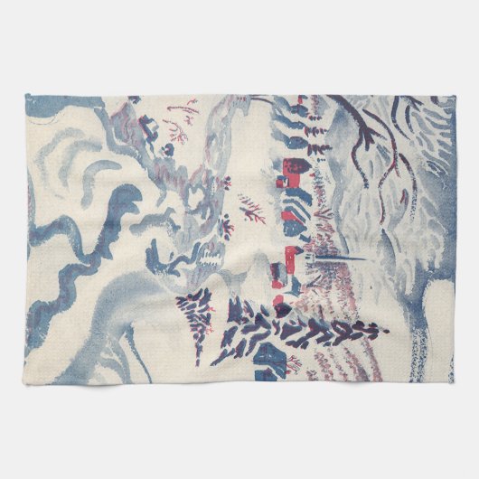 Weihnachten, Winterdorf Schnee Geschirrtuch (Horizontal)