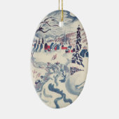 Weihnachten, Winterdorf Schnee Keramikornament (Rechts)