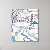 Weihnachten, Winterdorf Schnee Leinwanddruck (Vorderseite)