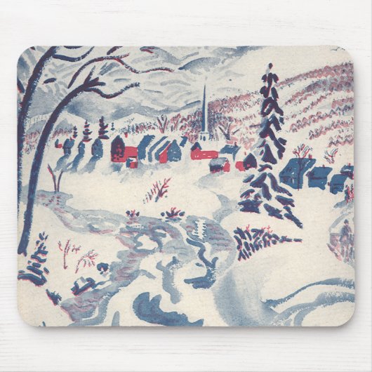 Weihnachten, Winterdorf Schnee Mousepad (Vorne)