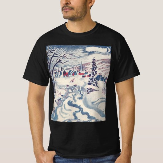 Weihnachten, Winterdorf Schnee T-Shirt (Vorderseite)