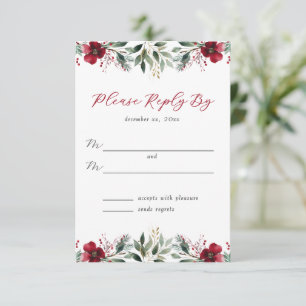 Weihnachten Winterhochzeit Roter Stechpalmen und G RSVP Karte