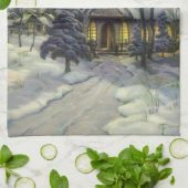 Weihnachten, Winterkirche im Schnee mit dem Mond Handtuch (Gefaltet)