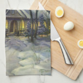 Weihnachten, Winterkirche im Schnee mit dem Mond Handtuch (Viertel Falte)