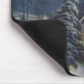 Weihnachten, Winterkirche im Schnee mit dem Mond Mousepad (Ecke)