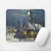 Weihnachten, Winterkirche im Schnee mit dem Mond Mousepad (Mit Mouse)