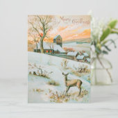 Weihnachten Winterschneelandschaft und Hirsch (Stehend Vorderseite)