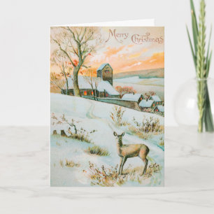 Weihnachten Winterschneelandschaft und Hirschferie