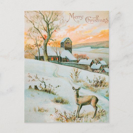 Weihnachten Winterschneelandschaft und Hirschferie (Vorderseite)